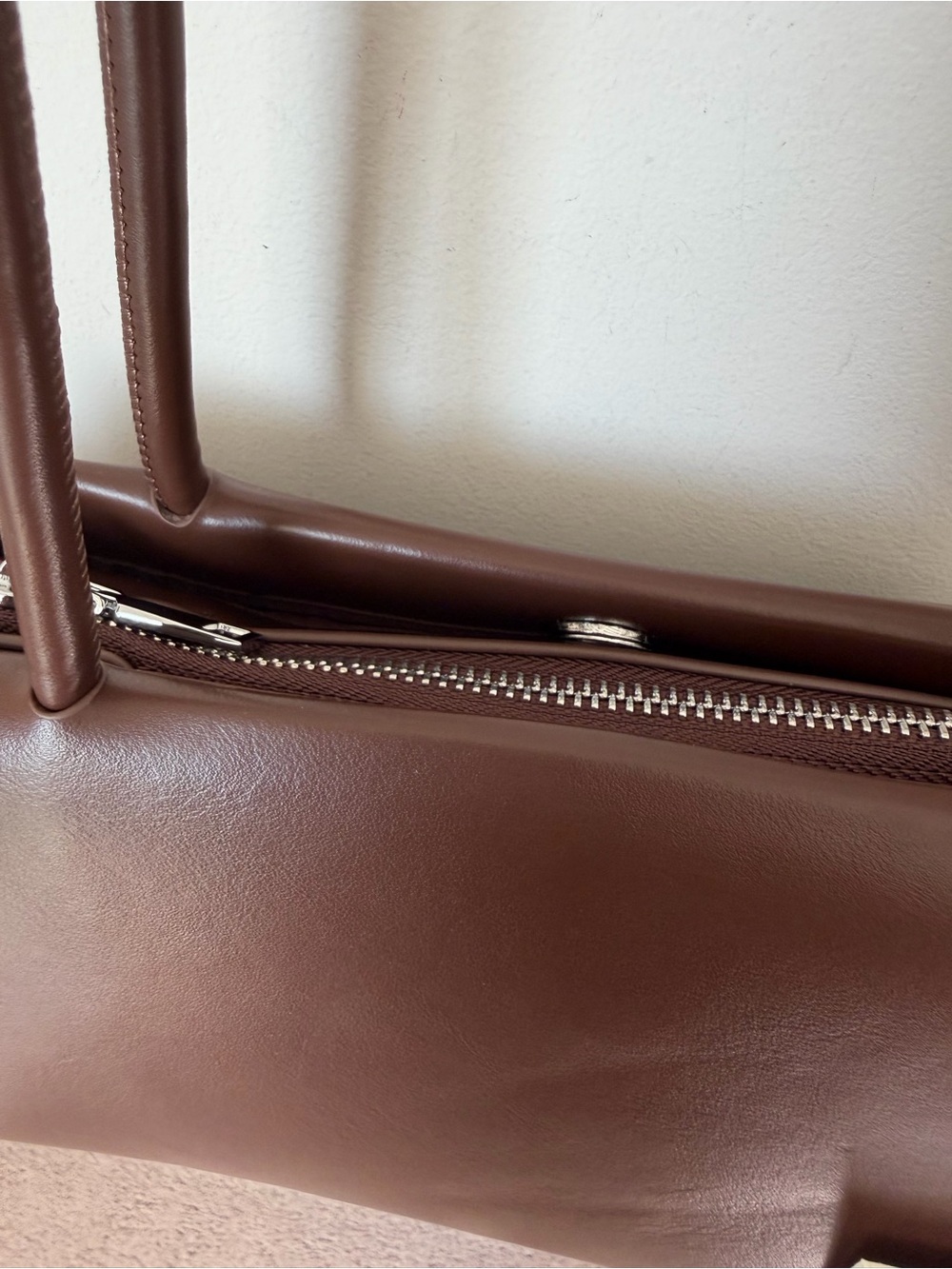 Dark Brown east west leather Shoulder Bag - Picture 5 of 7